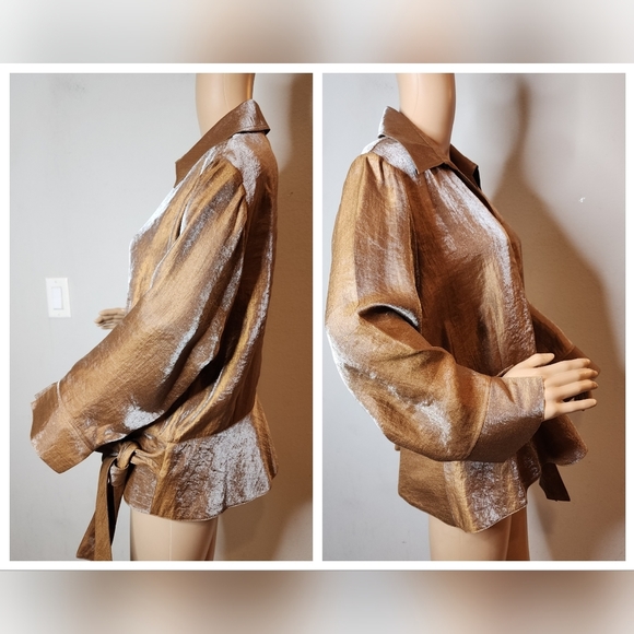 Coldwater Creek wrap shimmery Copper bronze blouse. Women's size XL - Picture 6 of 15